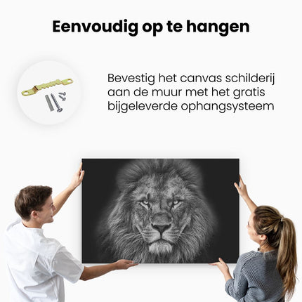 Canvas schilderij ophangen Leeuw - Leeuwenkop