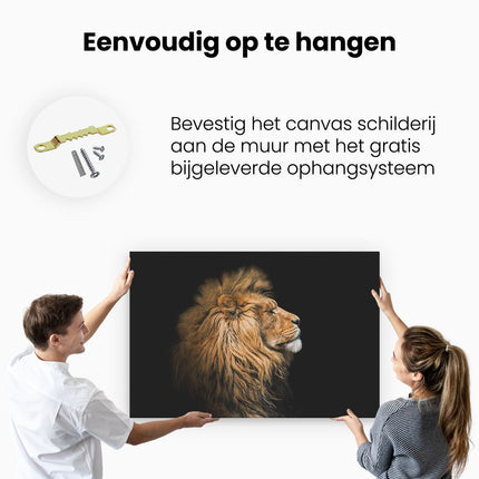 Canvas schilderij ophangen Leeuw - Leeuwenkop