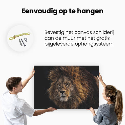 Canvas schilderij ophangen Leeuw - Leeuwenkop