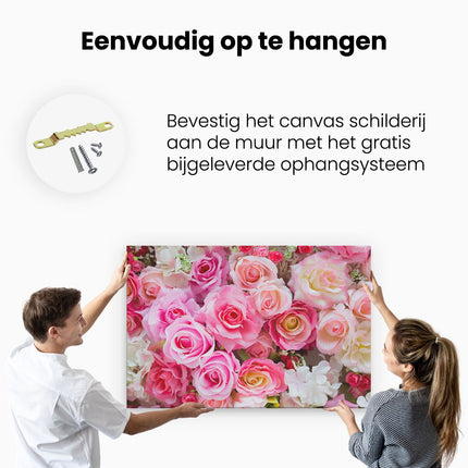 Canvas schilderij ophangen Roze Rozen Achtergrond - Bloemen