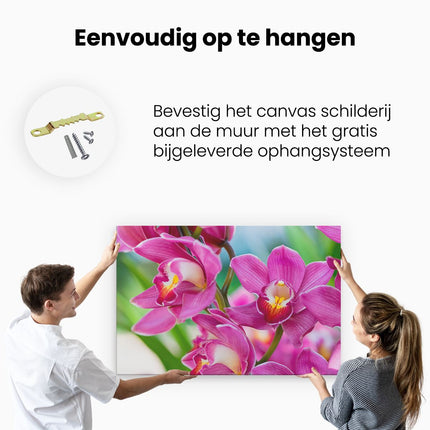 Canvas schilderij ophangen Licht Paarse Orchidee Bloemen 