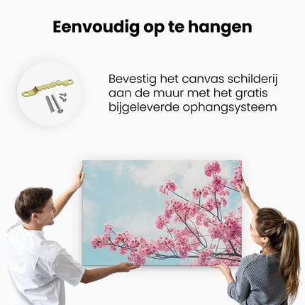 Canvas schilderij ophangen Roze Bloesemboom - Bloemen