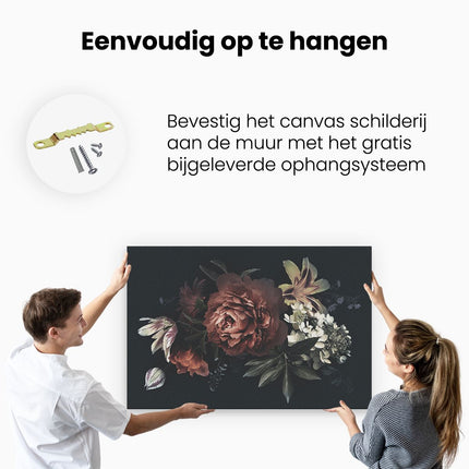 Canvas schilderij ophangen Bloemen Op Een Zwart Achtergrond