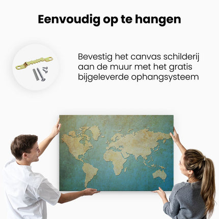 Canvas schilderij ophangen Oude Wereldkaart 