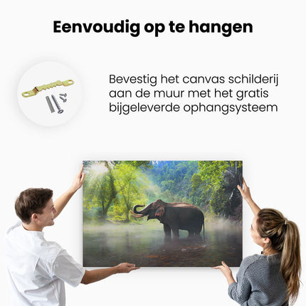 Canvas schilderij ophangen Olifant In Het Water