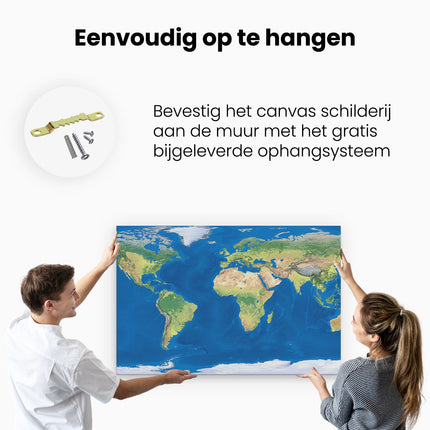 Canvas schilderij ophangen Wereldkaart