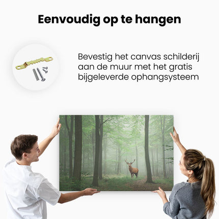 Canvas schilderij ophangen Hert In Bos