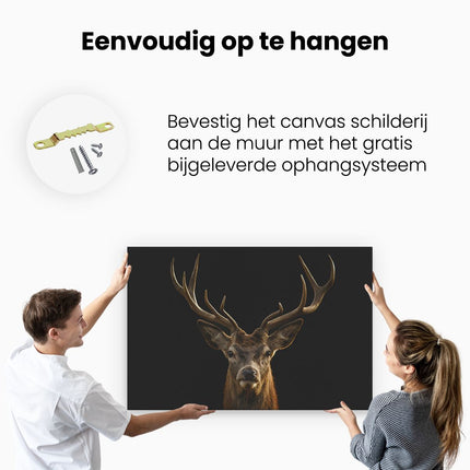 Canvas schilderij ophangen Hertenkop - Hert