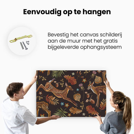 Canvas schilderij ophangen Herfst Achtergrond Met Herten - Abstract