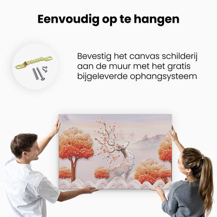 Canvas schilderij ophangen 3D Illustratie Hert - Abstract