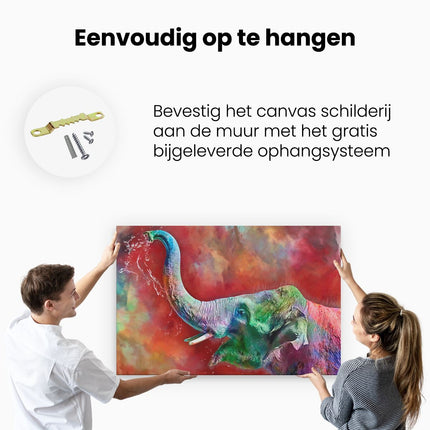 Canvas schilderij ophangen Getekende Vrolijke Olifant - Abstract