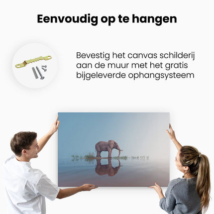 Canvas schilderij ophangen Olifant Bij Het Water