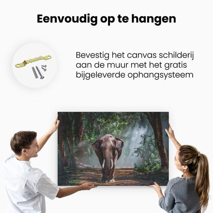 Canvas schilderij ophangen Olifant In Het Bos