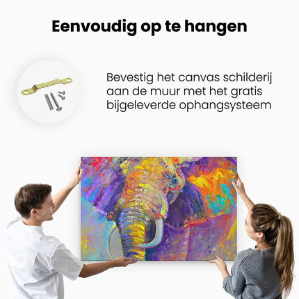 Canvas schilderij ophangen Olifant Van Olieverf - Kleur - Abstract