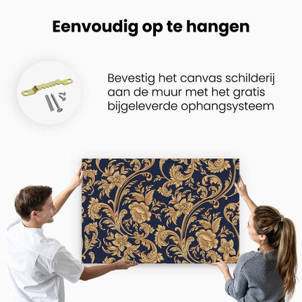 Canvas schilderij ophangen Decoratieve Gouden Bloemen Achtergrond