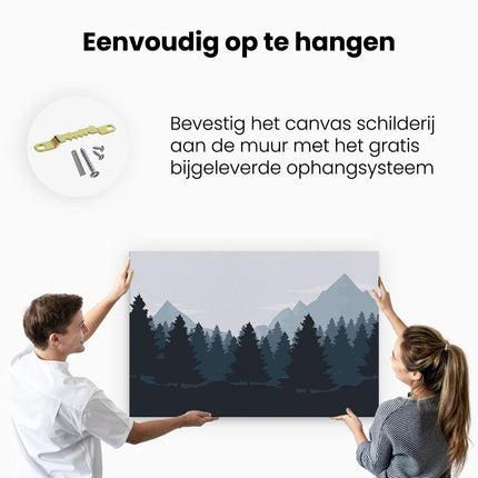 Canvas schilderij ophangen Bos Met Bomen Illustratie - Abstract