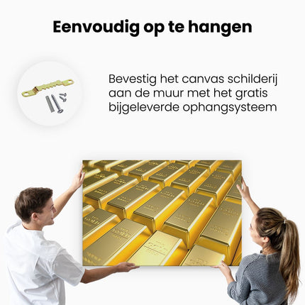 Canvas schilderij ophangen Goudstaven Op Een Rij