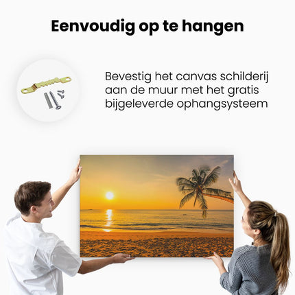 Canvas schilderij ophangen Tropisch Strand Tijdens Zonsondergang