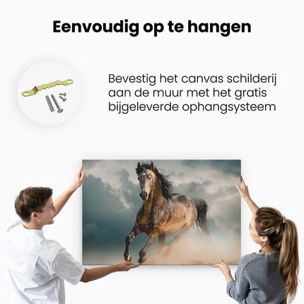 Canvas schilderij ophangen Wilde Paard In Het Zand 