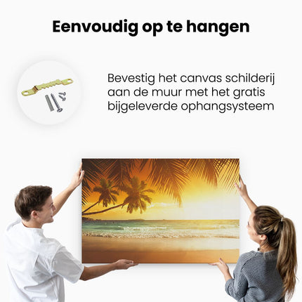 Canvas schilderij ophangen Tropisch Strand Tijdens Zonsondergang 