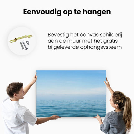 Canvas schilderij ophangen Zee Met Een Blauw Hemel Achtergrond