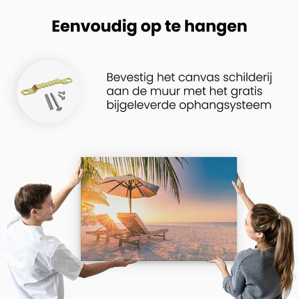 Canvas schilderij ophangen Tropisch Strand Tijdens Zonsondergang