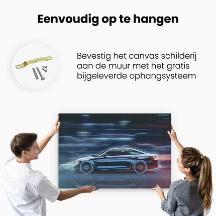 Canvas schilderij ophangen Zwarte Sportwagen Auto