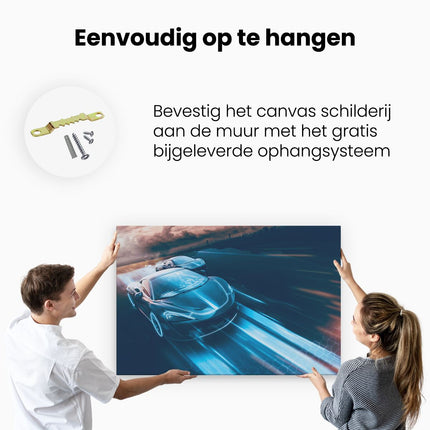 Canvas schilderij ophangen Twee Raceauto's - Abstract
