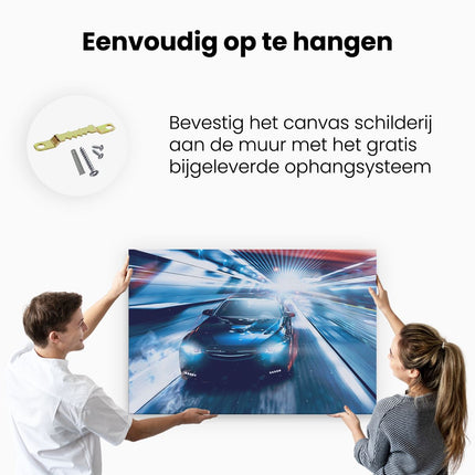 Canvas schilderij ophangen Zwarte Sportwagen Auto - Abstract