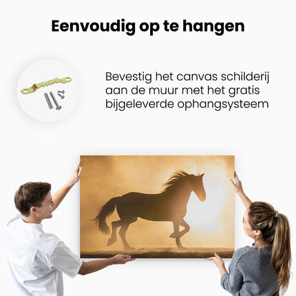 Canvas schilderij ophangen Silhouet Van Een Paard