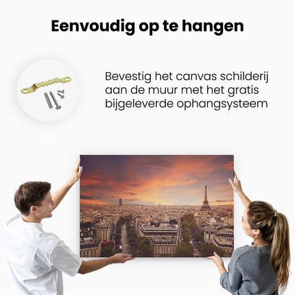 Canvas schilderij ophangen Skyline Parijs Met Eiffeltoren