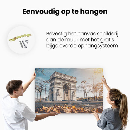 Canvas schilderij ophangen Arc De Triomphe In Parijs Tijdens De Herfst