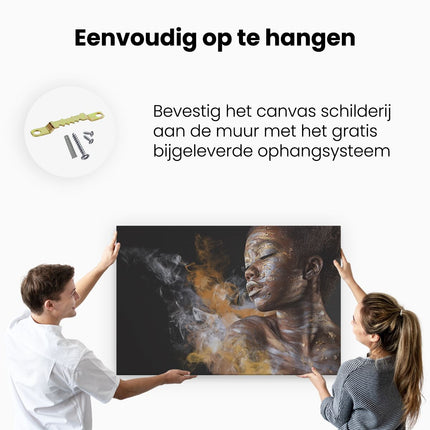 Canvas schilderij ophangen Afrikaanse Vrouw Met Zilver En Goud