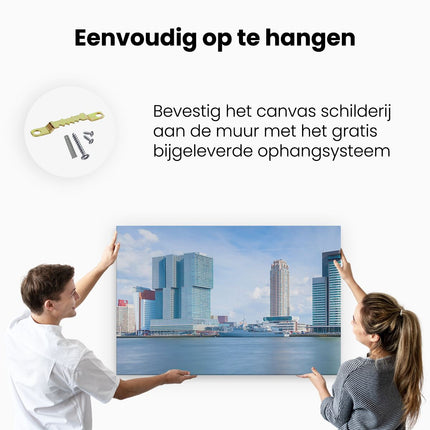 Canvas schilderij ophangen Rotterdamse Skyline Aan Het Water