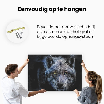 Canvas schilderij ophangen Grijze Wolvenkop - Wolf