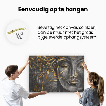 Canvas schilderij ophangen Gouden Boeddha Van Aquarel - Abstract