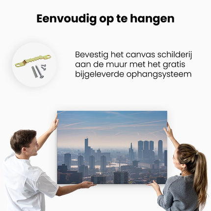 Canvas schilderij ophangen Rotterdamse Skyline