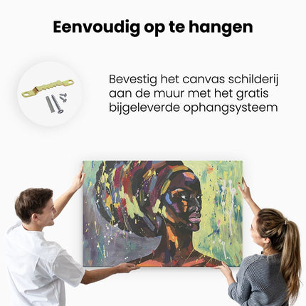 Canvas schilderij ophangen Getekende Afrikaanse Vrouw - Abstract