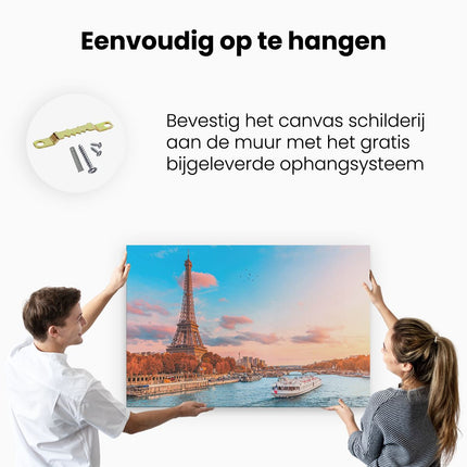 Canvas schilderij ophangen Eiffeltoren In Parijs Aan Het Water