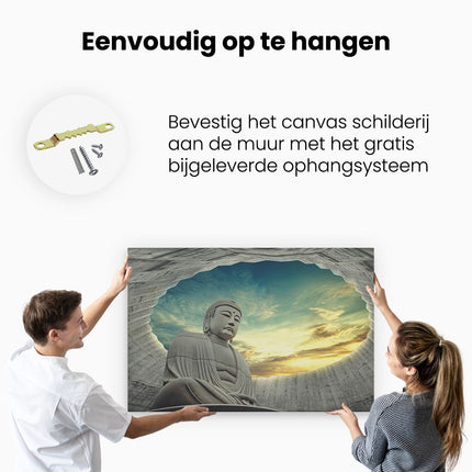 Canvas schilderij ophangen Boeddha Beeld In Het Park