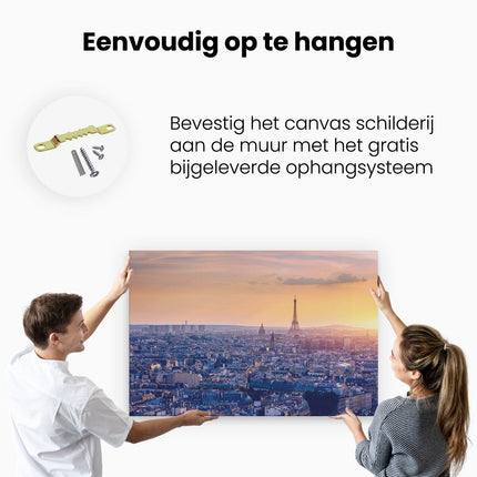 Canvas schilderij ophangen Skyline Van Parijs Tijdens Zonsondergang