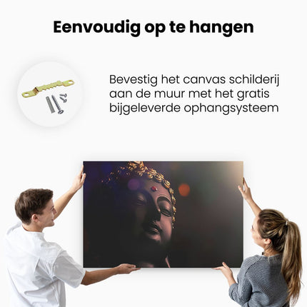 Canvas schilderij ophangen Boeddha Beeld Met Gouden Sierraden