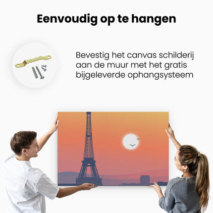 Canvas schilderij ophangen Illustratie Van De Eiffeltoren In Parijs