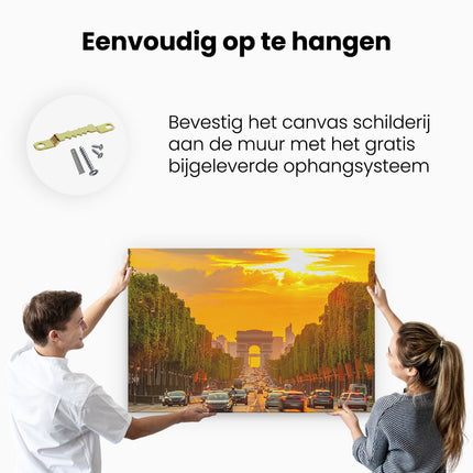 Canvas schilderij ophangen Arc De Triomphe Bij De Autoweg