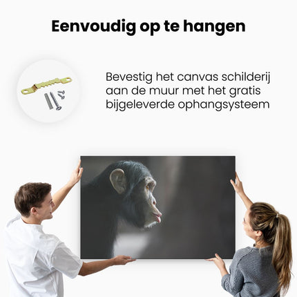 Canvas schilderij ophangen Verbaasde Aap Vanaf De Zijkant