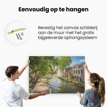 Canvas schilderij ophangen Oudegracht In Utrecht 