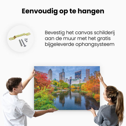 Canvas schilderij ophangen Kleurrijke Central Park Tijdens De Herfst