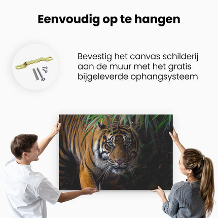 Canvas schilderij ophangen Tijger In De Jungle