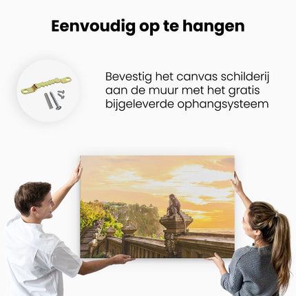 Canvas schilderij ophangen Aap Op De Uluwatu Tempel In Bali
