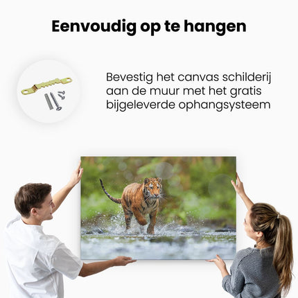 Canvas schilderij ophangen Tijger Loopt In Het Water